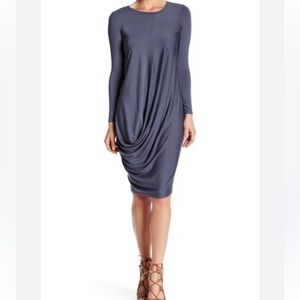 Go Couture Slouch Draped Modest long sleeve Dress women’s size large soft grey
